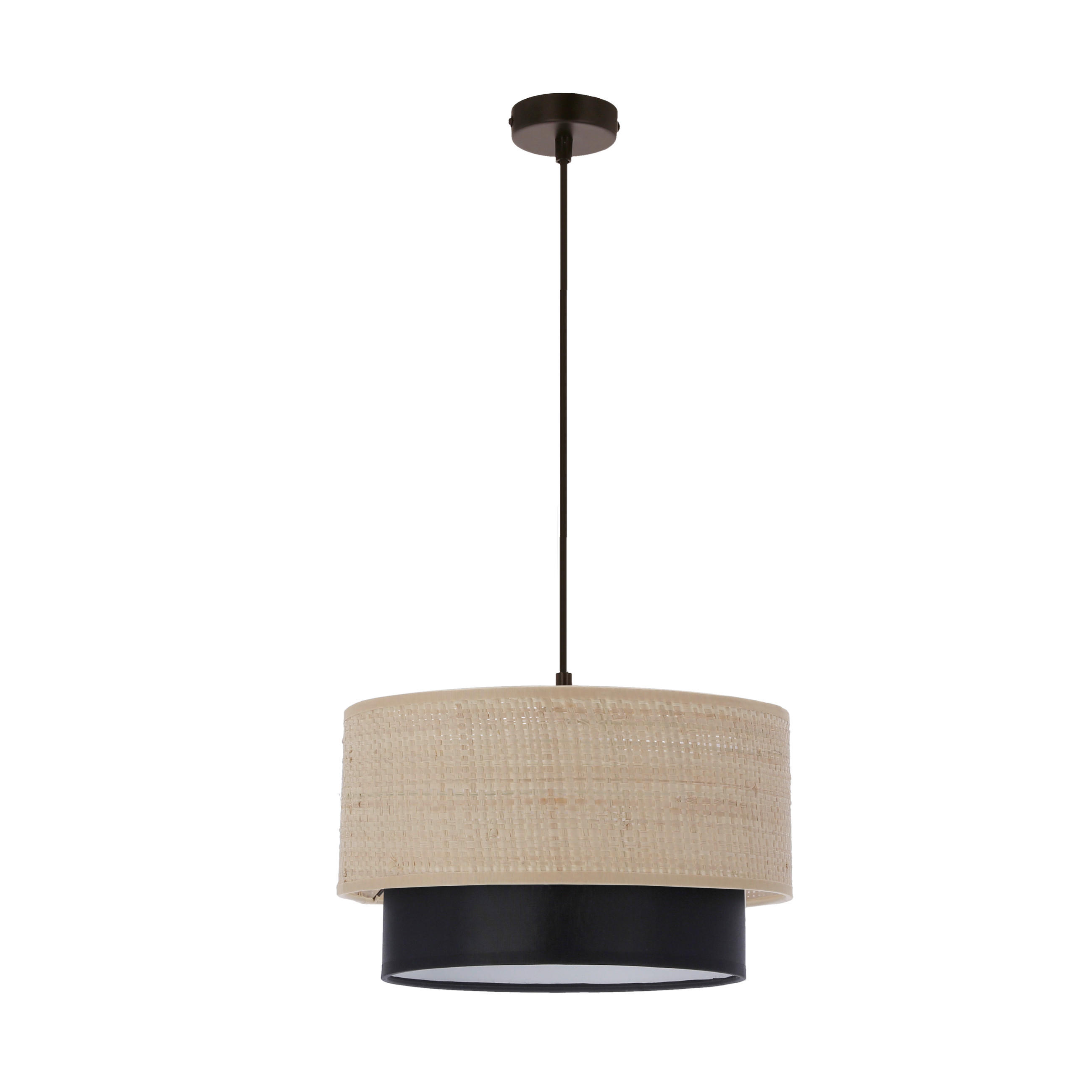 PENDELLEUCHTE Ritana 25/25/115 cm   - Beige/Schwarz, Natur, Kunststoff/Metall (25/25/115cm)