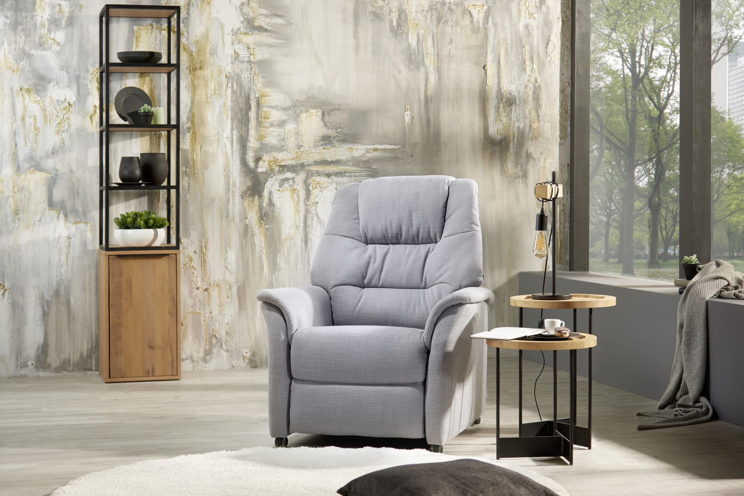 FERNSEHSESSEL Flachgewebe Grau - Grau, KONVENTIONELL, Textil (85/107/84cm) - Welnova