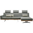 ECKSOFA in Flachgewebe Grau, Grün  - Schwarz/Grau, Natur, Textil/Metall (326/170cm) - Valnatura