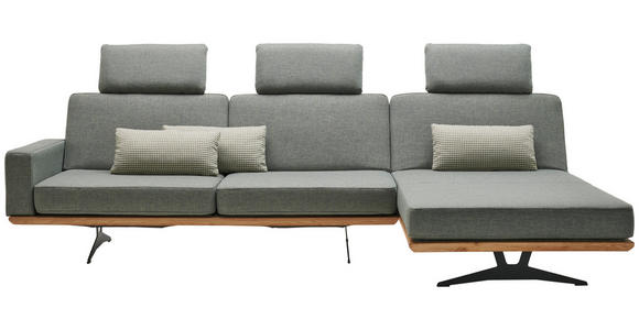 ECKSOFA in Flachgewebe Grau, Grün  - Schwarz/Grau, Natur, Textil/Metall (326/170cm) - Valnatura