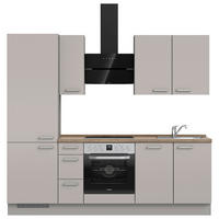 KÜCHENLEERBLOCK 240 cm   in Grau, Eiche dunkel  - Eiche dunkel/Edelstahlfarben, MODERN, Holzwerkstoff/Metall (240cm) - Nobilia