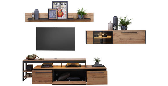 WOHNWAND in Grau, Eichefarben - Eichefarben/Grau, MODERN, Holzwerkstoff/Metall (319/178/50cm) - Hom`in