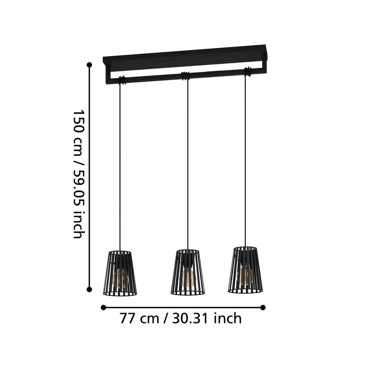 HÄNGELEUCHTE 77/16/150 cm  - Schwarz, Basics, Metall (77/16/150cm) - Eglo