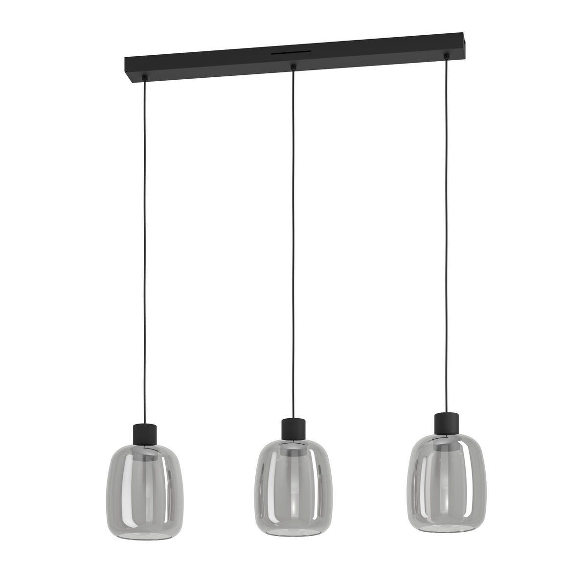 ZÁVESNÉ LED SVIETIDLO, 88/12,5/110 cm  - čierna, Design, kov/sklo (88/12,5/110cm) - Eglo