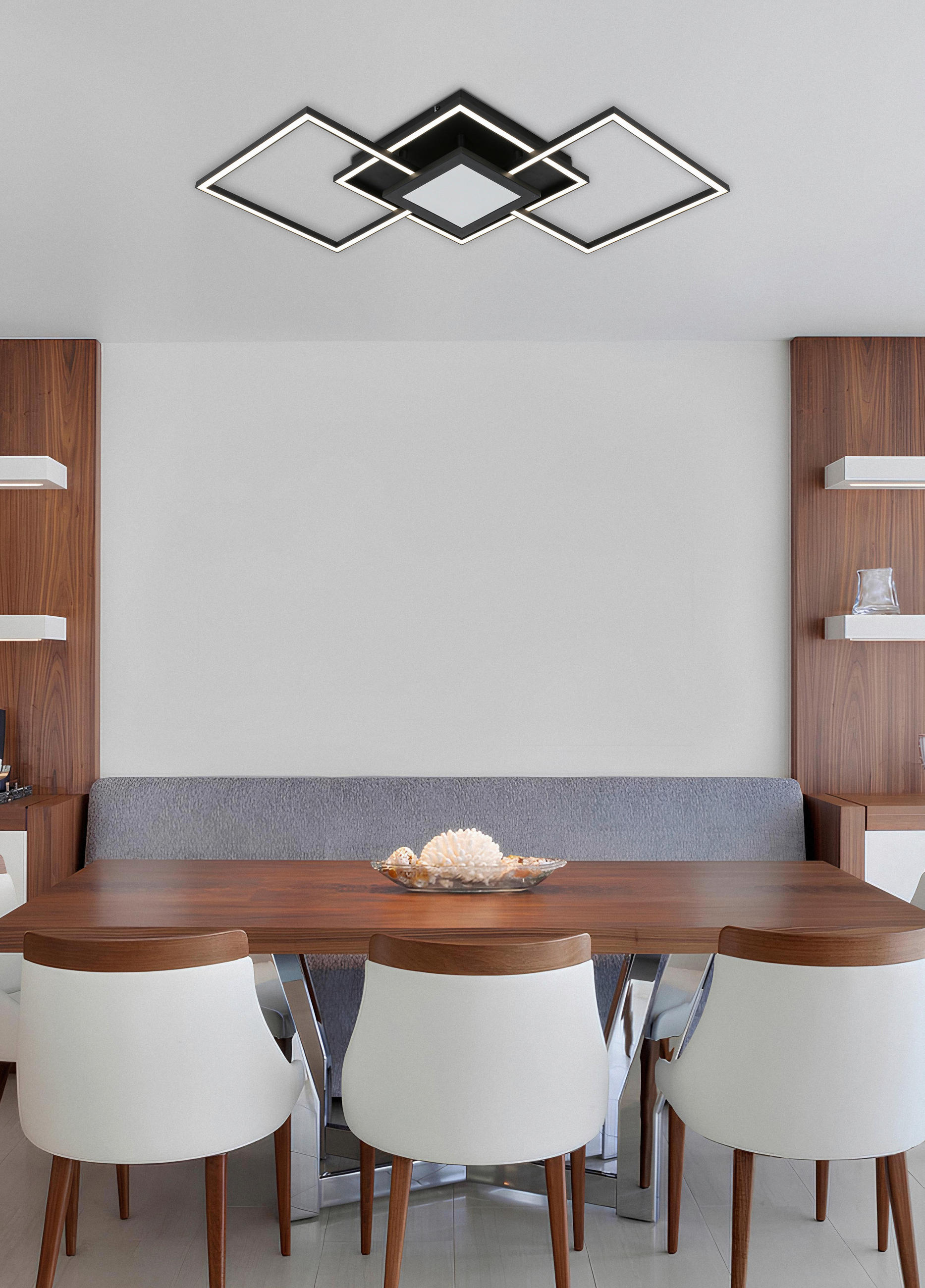 LED-DECKENLEUCHTE Texas 82/39,6/8,5 cm   - Schwarz, Design, Kunststoff/Metall (82/39,6/8,5cm) - Novel