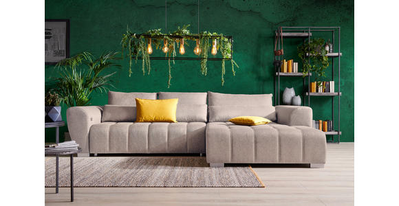 ECKSOFA  in Webstoff Beige  304/218 cm  - Beige/Silberfarben, MODERN, Kunststoff/Textil (304/218cm) - Carryhome