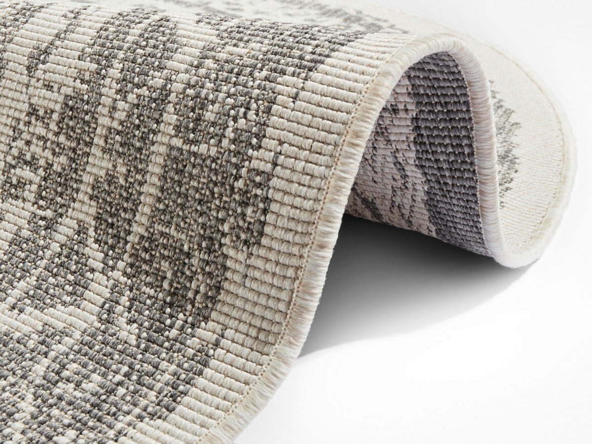 FLACHWEBETEPPICH 140 cm Nora Creme, Grau  - Creme/Grau, Design, Kunststoff (140cm)