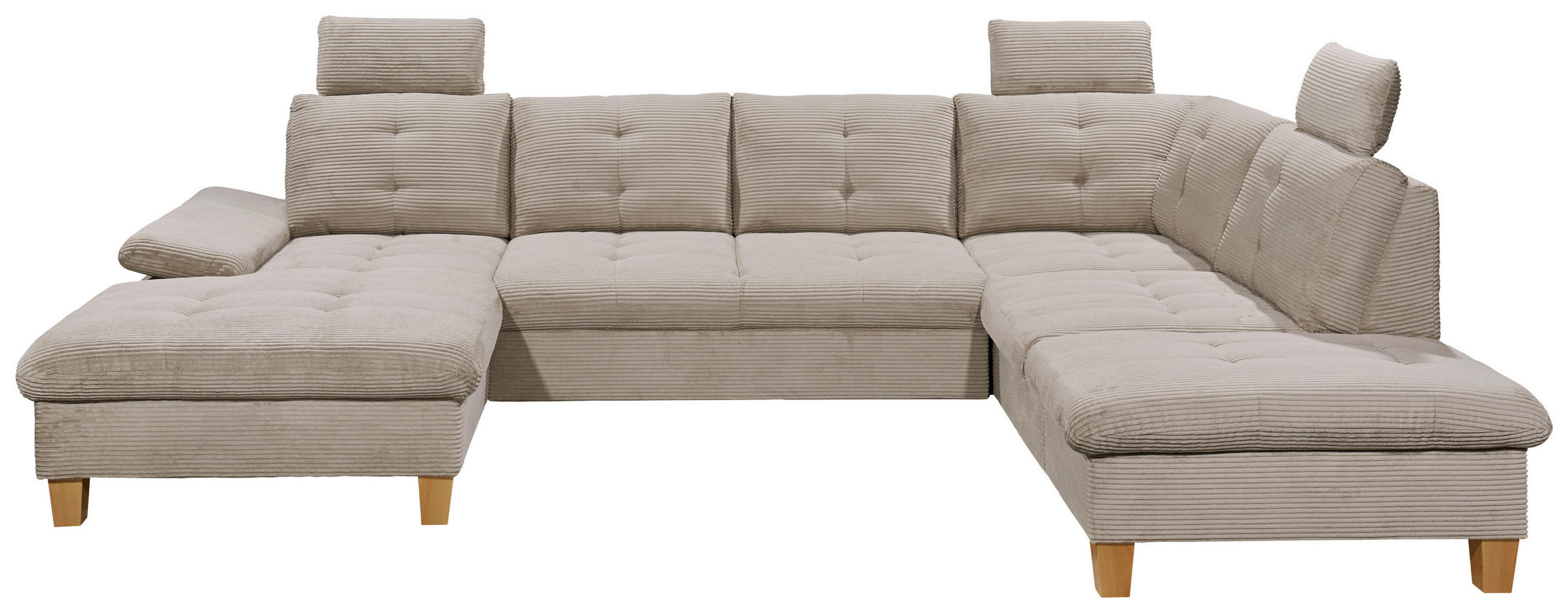 WOHNLANDSCHAFT in Cord Grau  - Eichefarben/Grau, Konventionell, Holz/Textil (170/324/220cm) - MID.YOU
