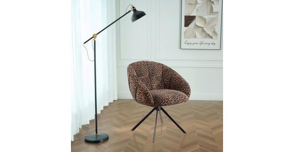 ARMLEHNSTUHL  Sitzfläche 360° drehbar Webstoff  - Hellbraun/Schwarz, Design, Textil/Metall (64/84/65cm) - Novel