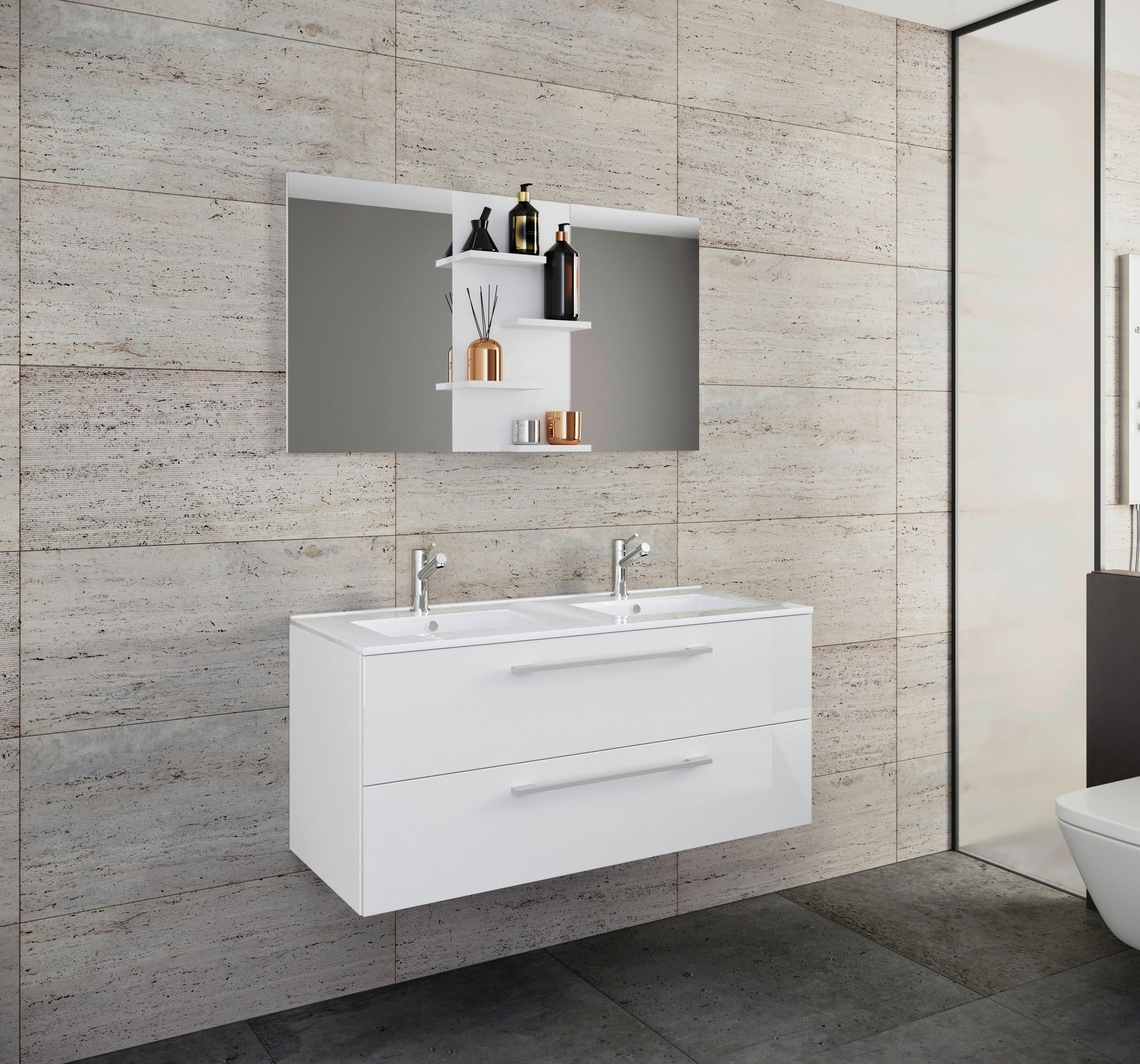 BADRUM 112 cm  - vit, Modern, trämaterial/keramik (112cm) - MID.YOU
