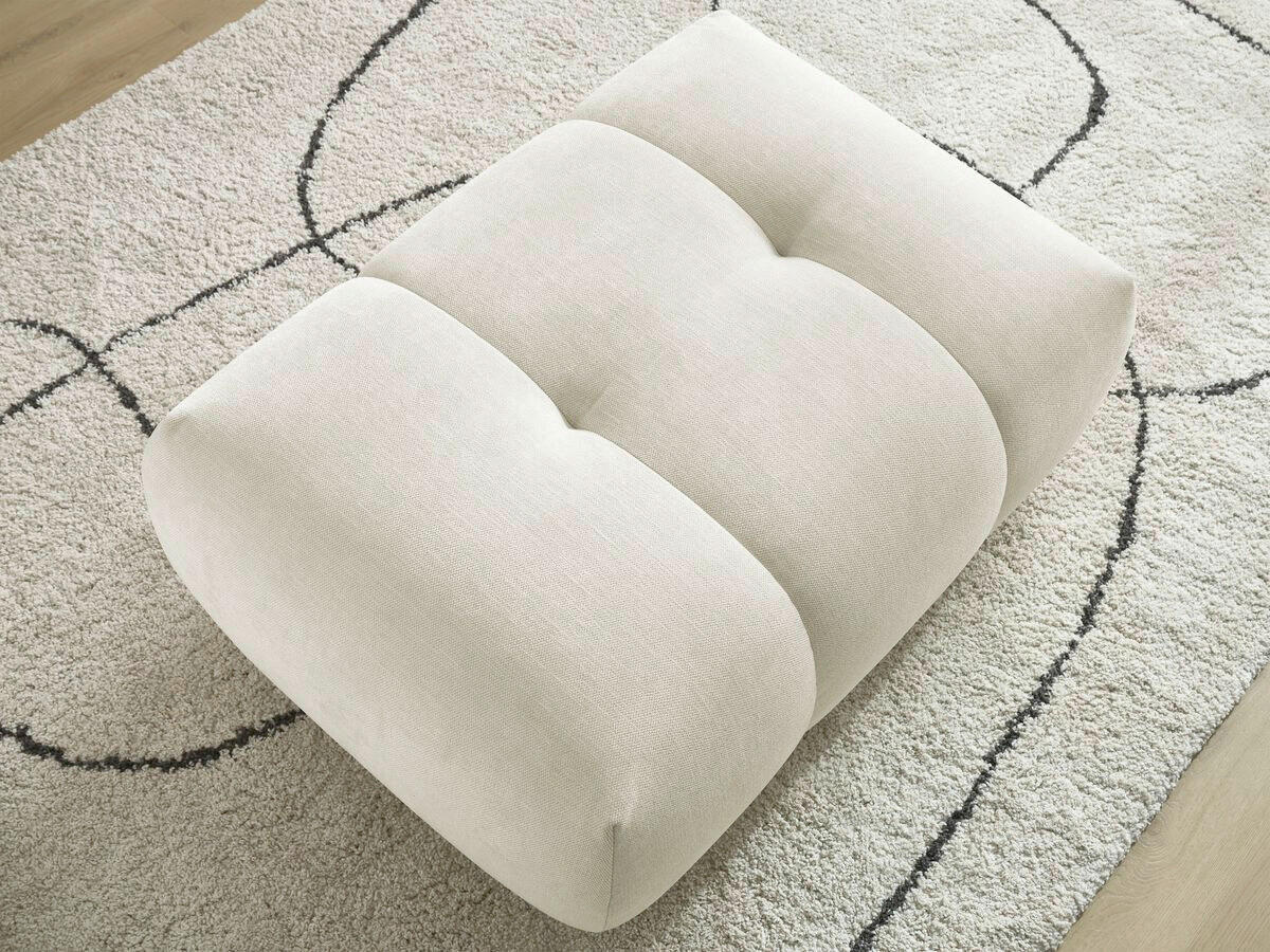 HOCKER FUJI  Leinenoptik Beige  - Beige/Schwarz, MODERN, Kunststoff/Textil (112/44/80cm)