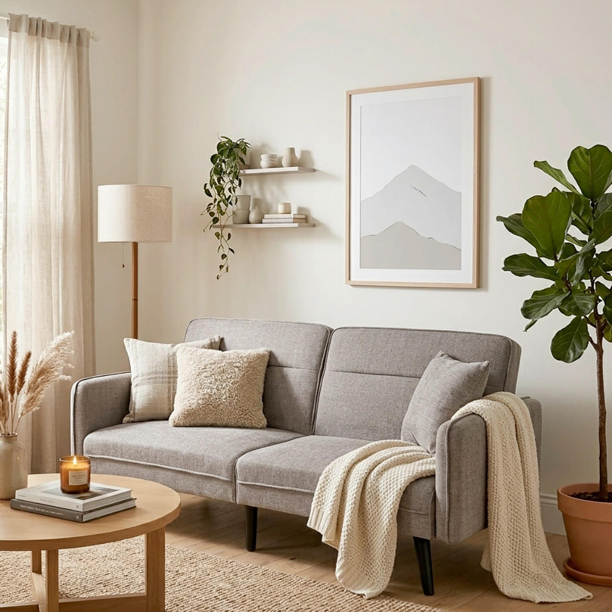SCHLAFSOFA CHILLAX LINE EU in Bouclé Grau  - Schwarz/Grau, MODERN, Holz/Textil (191/83/84cm) - MID.YOU
