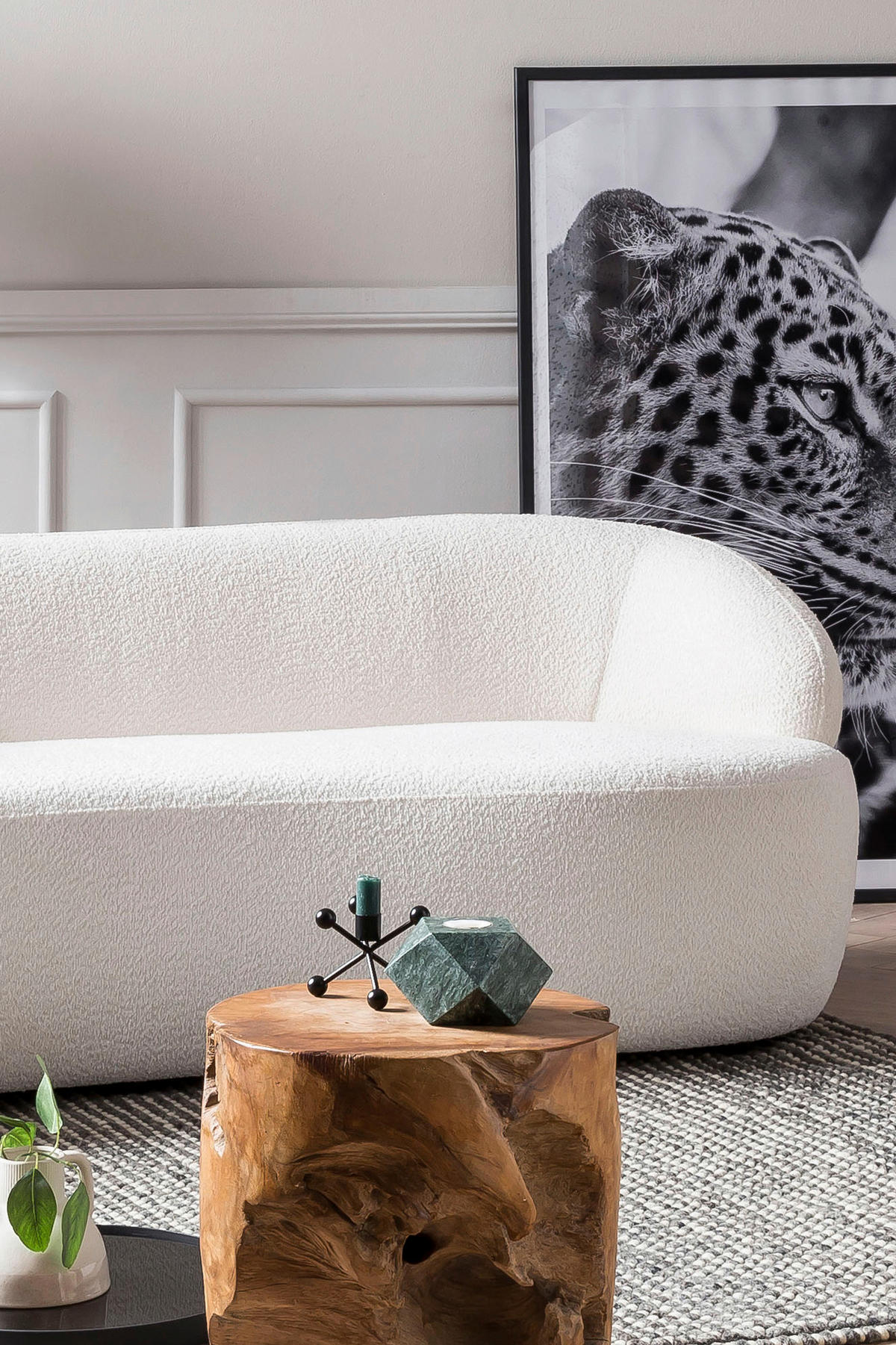 2-SITZER-SOFA in Bouclé Weiß  - Schwarz/Weiß, MODERN, Kunststoff/Textil (170/70/95cm) - Livetastic
