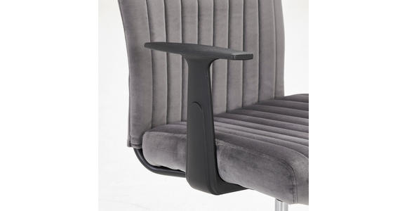 DREHSTUHL in Samt Grau, Schwarz - Schwarz/Grau, KONVENTIONELL, Kunststoff/Textil (50/93-101/62cm) - Carryhome