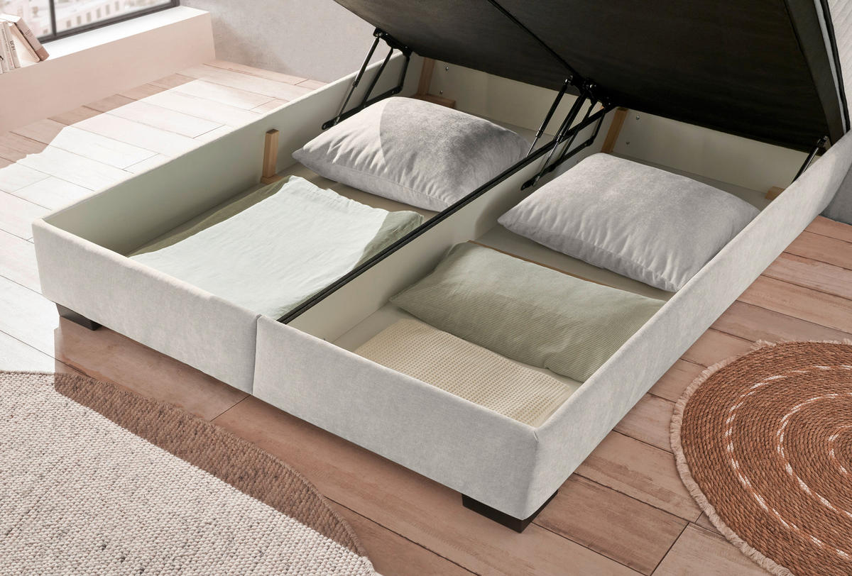 BOXBETT 180/200 cm  in Beige  - Beige/Schwarz, MODERN, Holzwerkstoff/Kunststoff (180/200cm) - MID.YOU