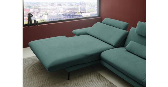 ECKSOFA  in Chenille, Flachgewebe Opal  180/284 cm  - Opal/Schwarz, Design, Textil/Metall (180/284cm) - Dieter Knoll