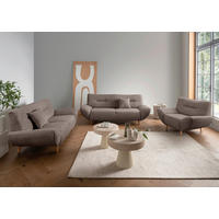2-SITZER-SOFA Bouclé Taupe  - Taupe/Wildeiche, KONVENTIONELL, Holz/Textil (173/81/90cm) - MID.YOU