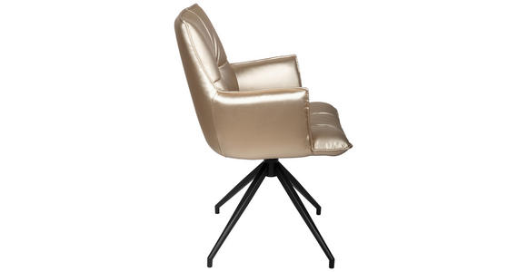 ARMLEHNSTUHL in Eisen Lederlook - Champagner/Schwarz, Design, Textil/Metall (59/89,5/63cm) - Novel