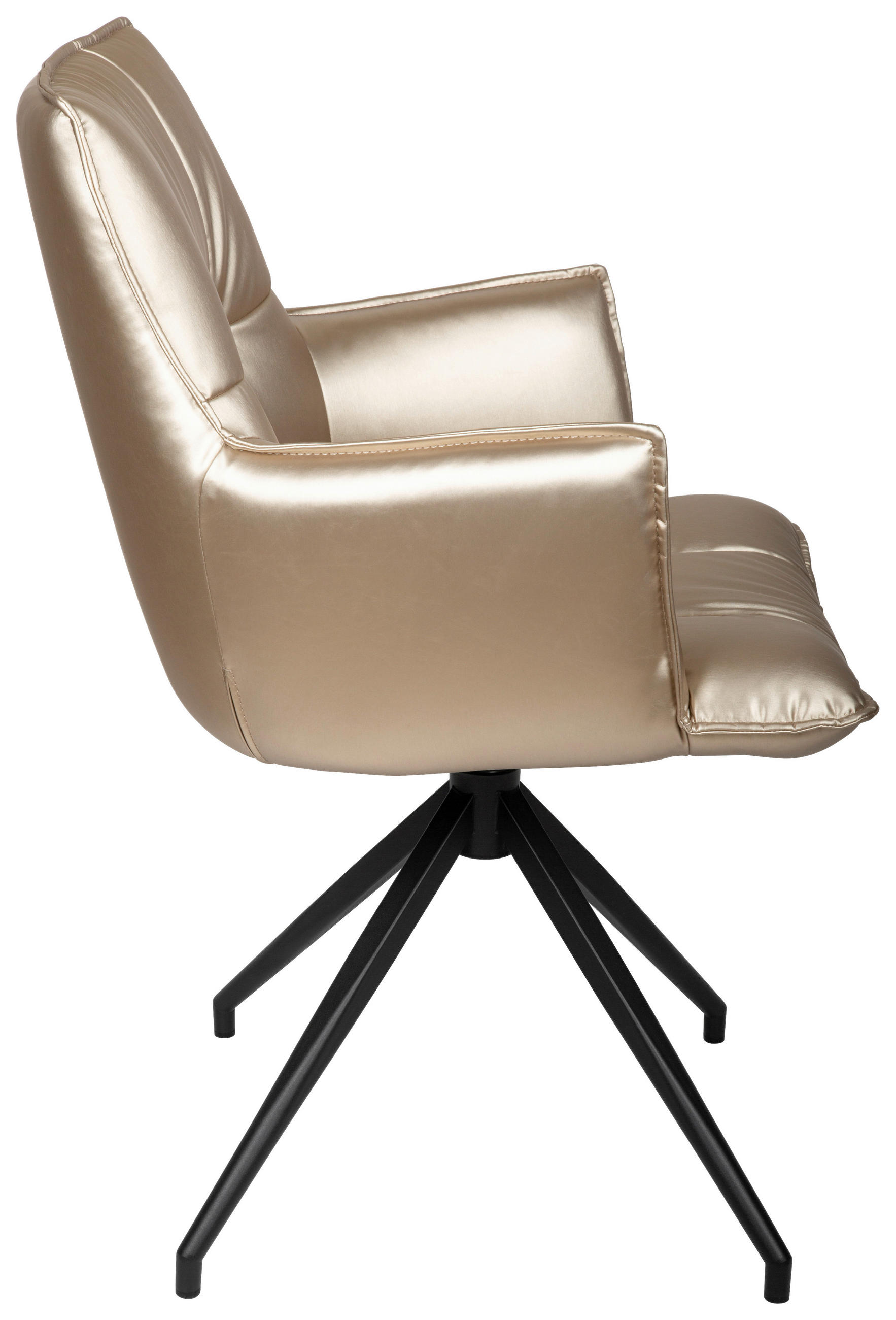 ARMLEHNSTUHL  in Eisen Lederlook  - Champagner/Schwarz, Design, Textil/Metall (59/89,5/63cm) - Novel