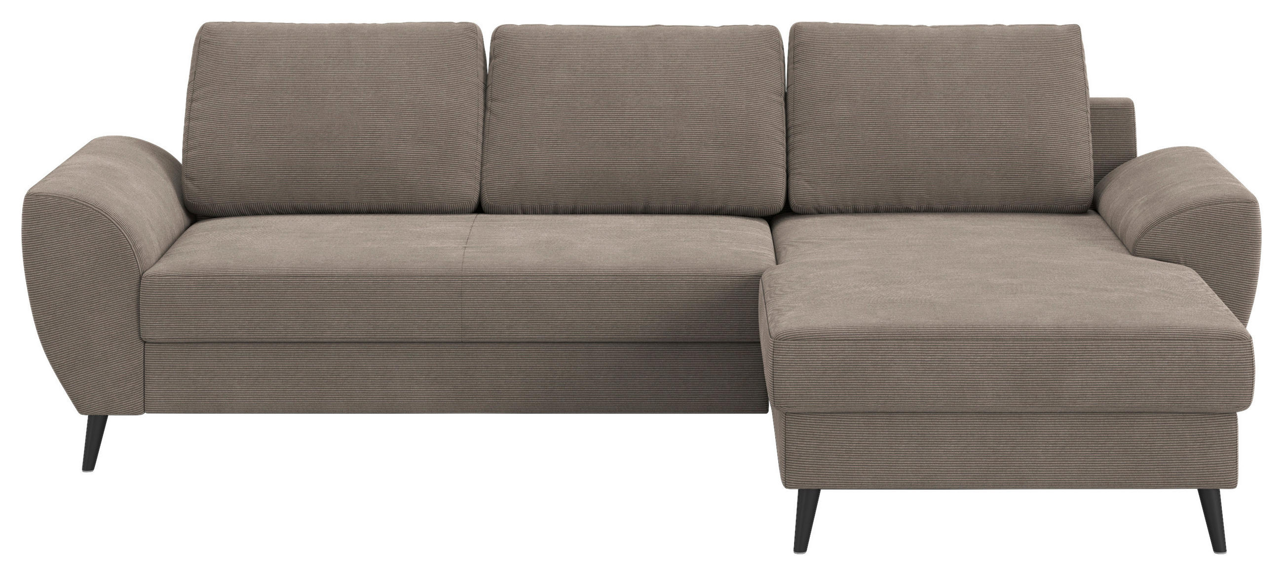 ECKSOFA TERRA Taupe Cord Rückenkissen, Bettkasten  - Taupe/Schwarz, Trend, Textil/Metall (255/154cm) - MID.YOU