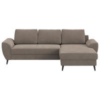 ECKSOFA  Cord Taupe  - Taupe/Schwarz, Trend, Textil/Metall (255/154cm) - MID.YOU