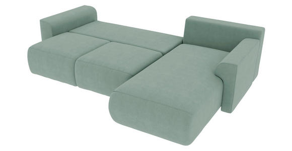 ECKSOFA Mintgrün Velours  - Chromfarben/Mintgrün, KONVENTIONELL, Kunststoff/Textil (293/195cm) - Carryhome