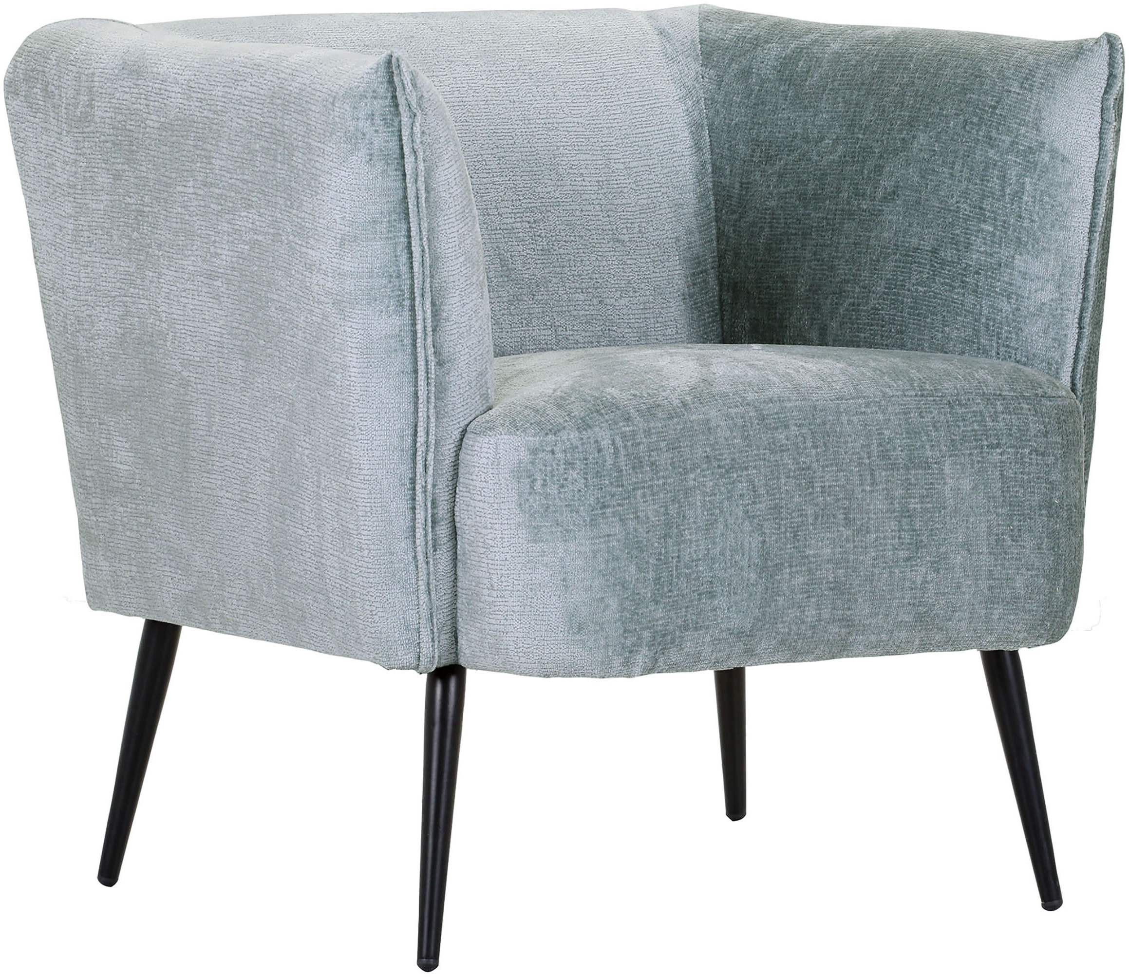 SESSEL in Chenille Graublau  - Graublau/Schwarz, Design, Textil/Metall (76/73/76cm) - Landscape