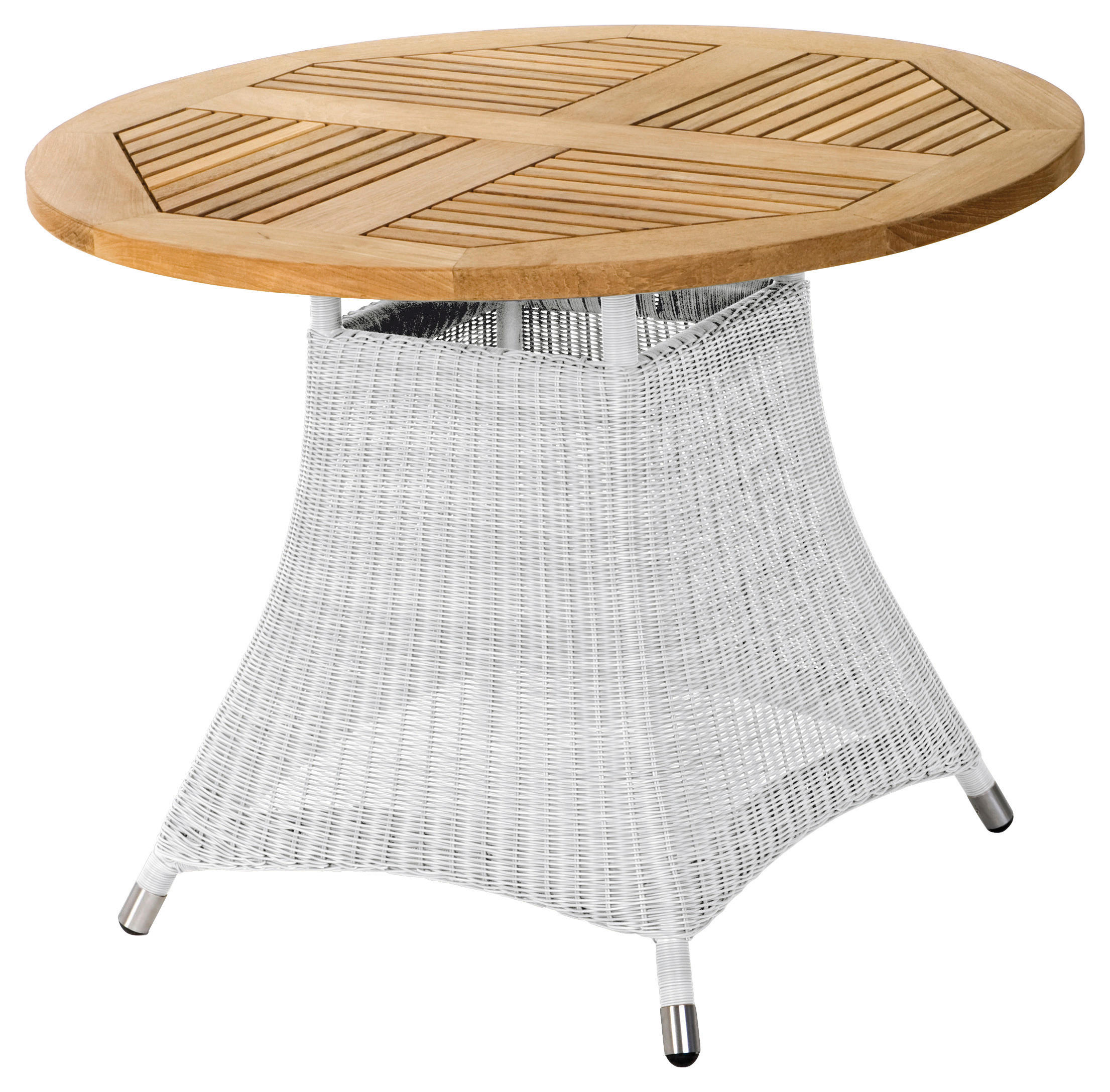 GARTENTISCH Holz, Metall, Kunststoff rund  - Alufarben/Weiß, Design, Holz/Kunststoff (100/75cm) - Zebra 