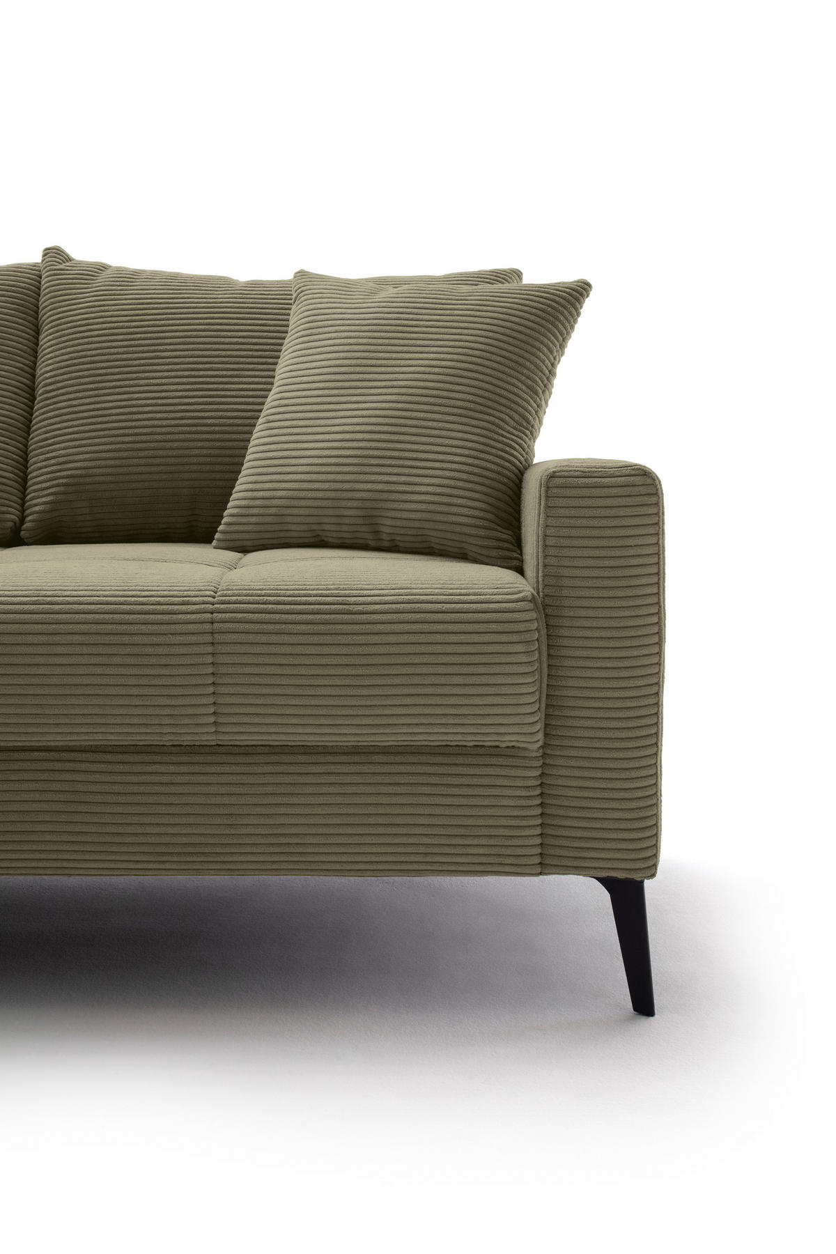 ECKSOFA Grün Cord  - Schwarz/Grün, KONVENTIONELL, Textil/Metall (173/280cm) - Hom`in