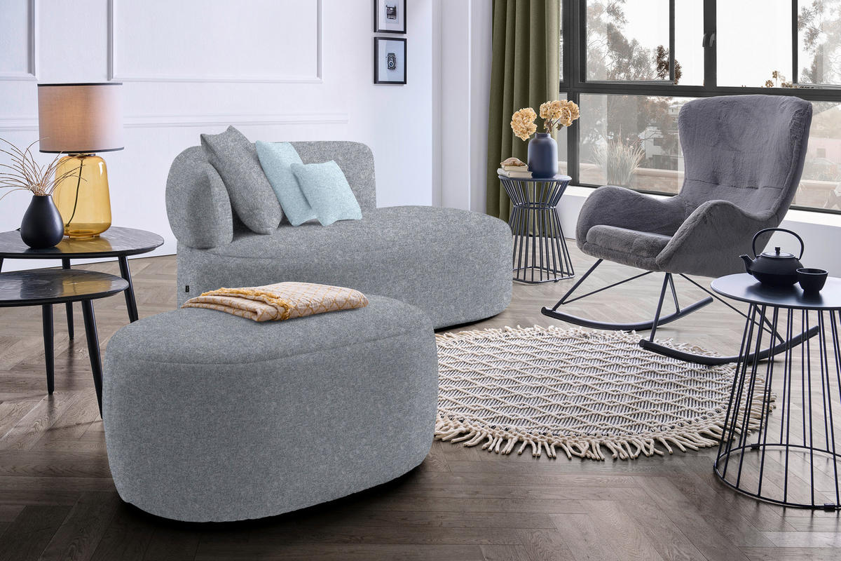 RÉCAMIERE in Flachgewebe Blau, Dunkelgrau  - Blau/Dunkelgrau, MODERN, Kunststoff/Textil (166/86/105cm) - Hom`in