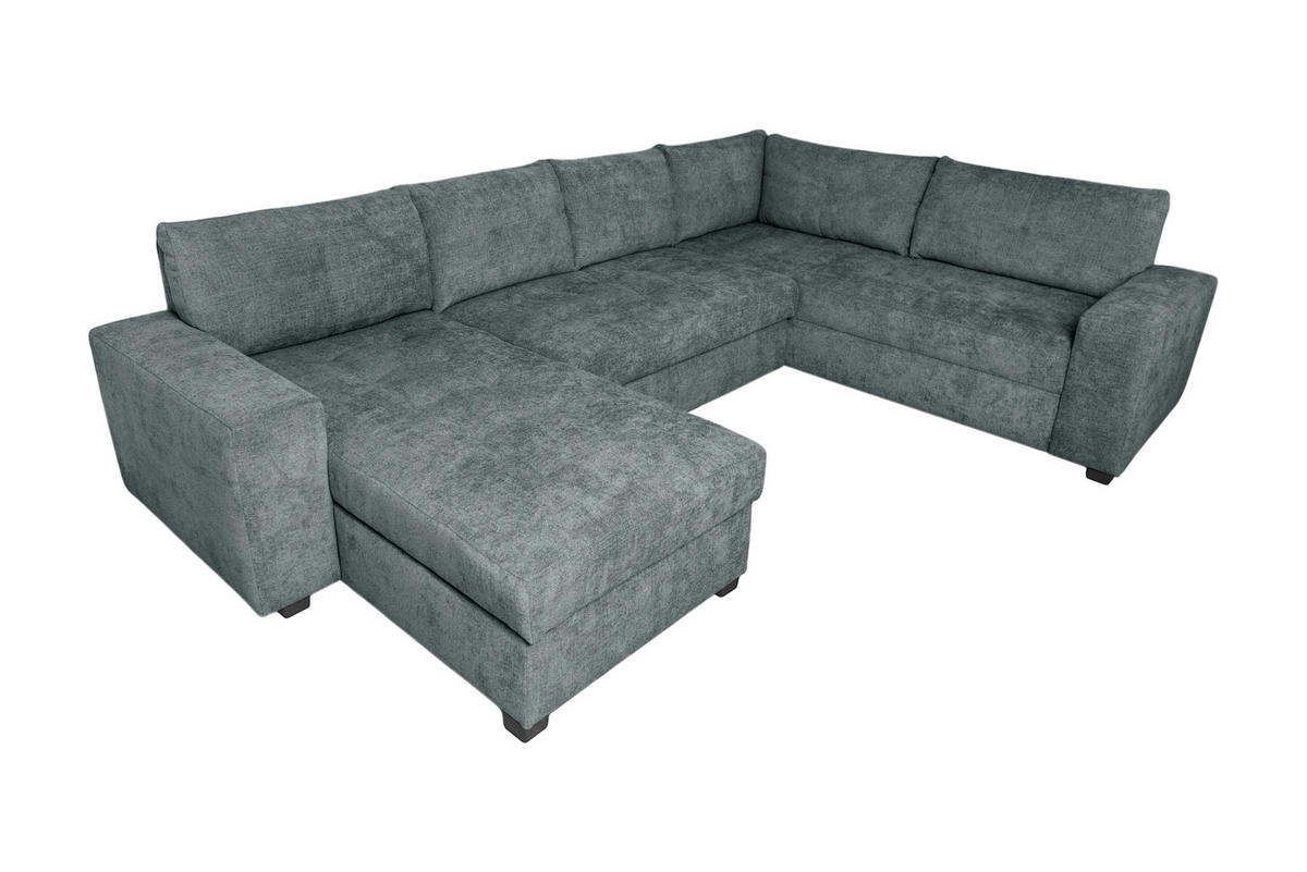 WOHNLANDSCHAFT VALERI Dunkelgrau Chenille  - Dunkelgrau/Schwarz, Design, Kunststoff/Textil (157/305/208cm) - MID.YOU