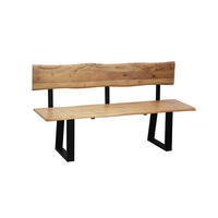 SITZBANK 160/85/50 cm Schwarz, Akaziefarben Akazie vollmassiv  - Schwarz/Akaziefarben, Natur, Holz/Metall (160/85/50cm) - Livetastic