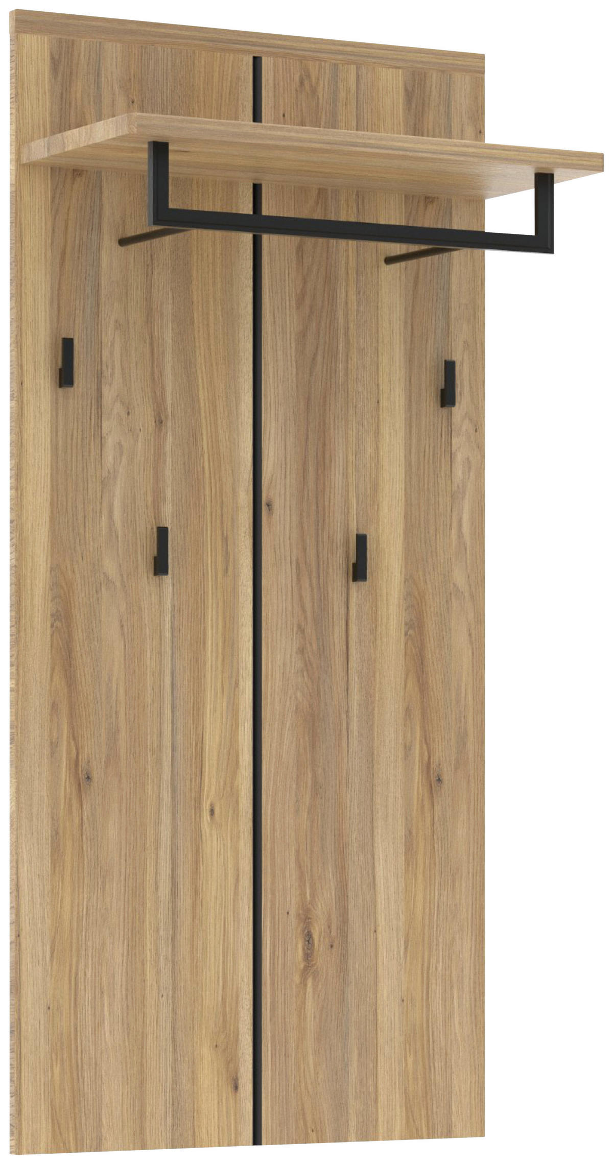 GARDEROBENPANEEL  in 60/127/30 cm  - Eichefarben/Schwarz, Konventionell, Holzwerkstoff/Metall (60/127/30cm) - Xora