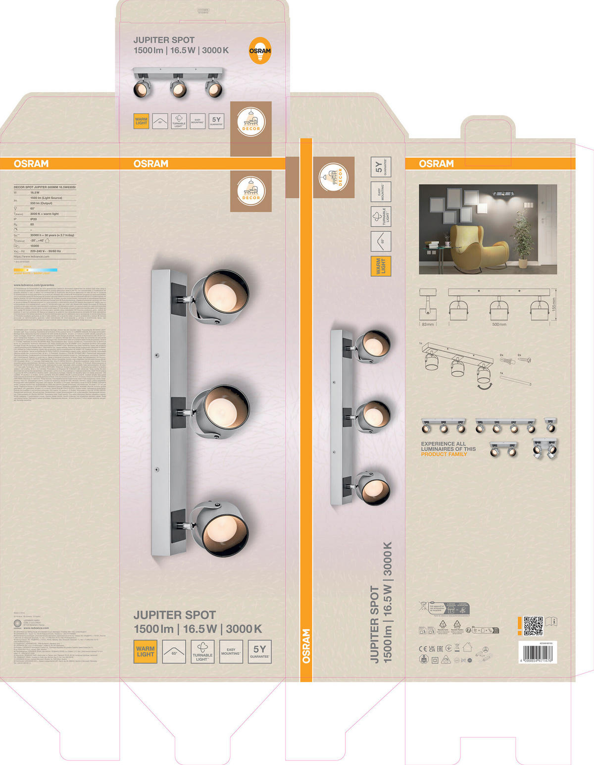 LED-STRAHLER 50/8,3/15 cm   - Silberfarben, Basics, Kunststoff/Metall (50/8,3/15cm) - Osram