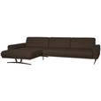 ECKSOFA in Echtleder Dunkelbraun  - Anthrazit/Dunkelbraun, KONVENTIONELL, Leder/Metall (182/324cm) - Ambiente