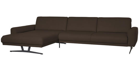 ECKSOFA in Echtleder Dunkelbraun  - Anthrazit/Dunkelbraun, KONVENTIONELL, Leder/Metall (182/324cm) - Ambiente