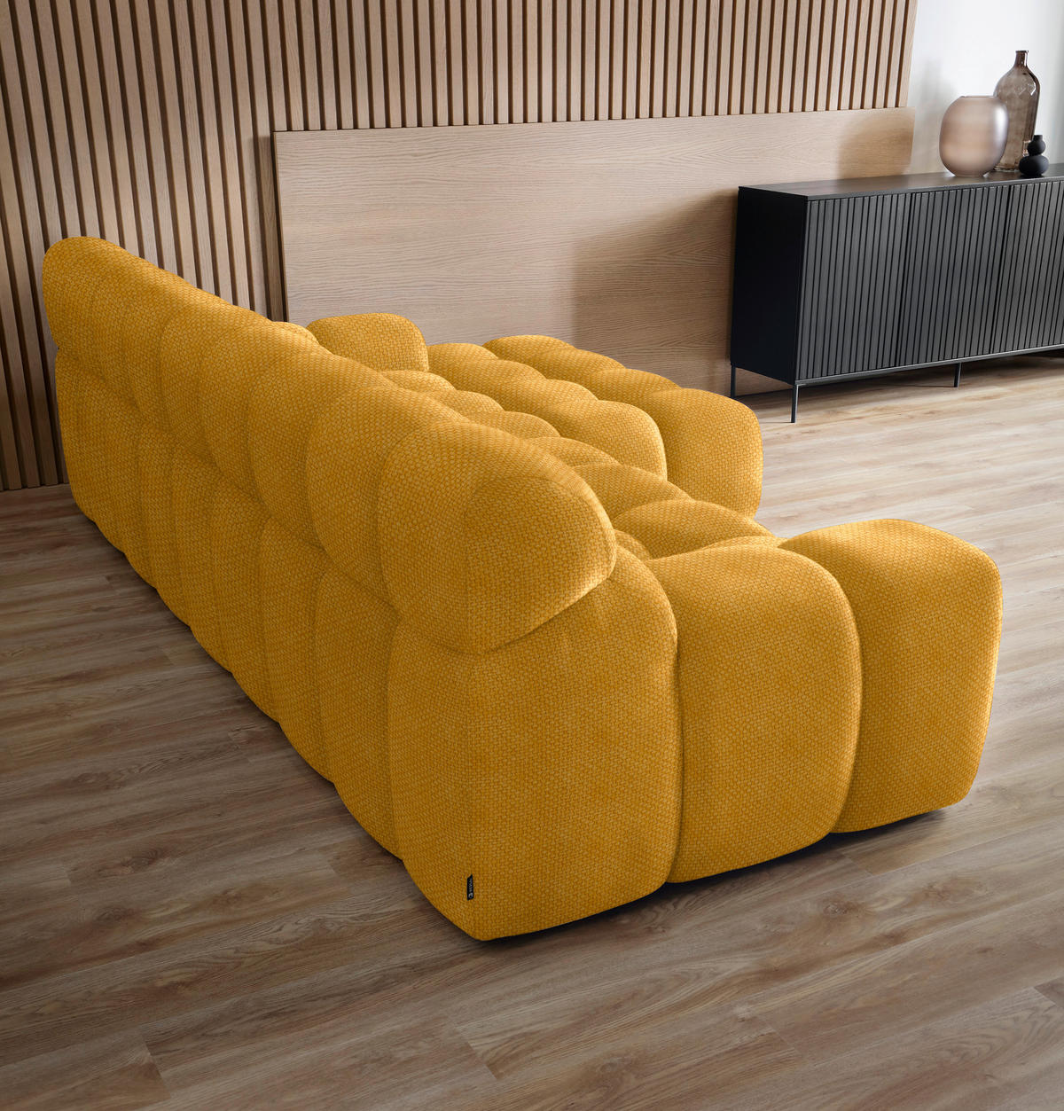 ECKSOFA in Webstoff Gelb  - Gelb/Schwarz, Modern, Kunststoff/Textil (297/180cm) - Welnova