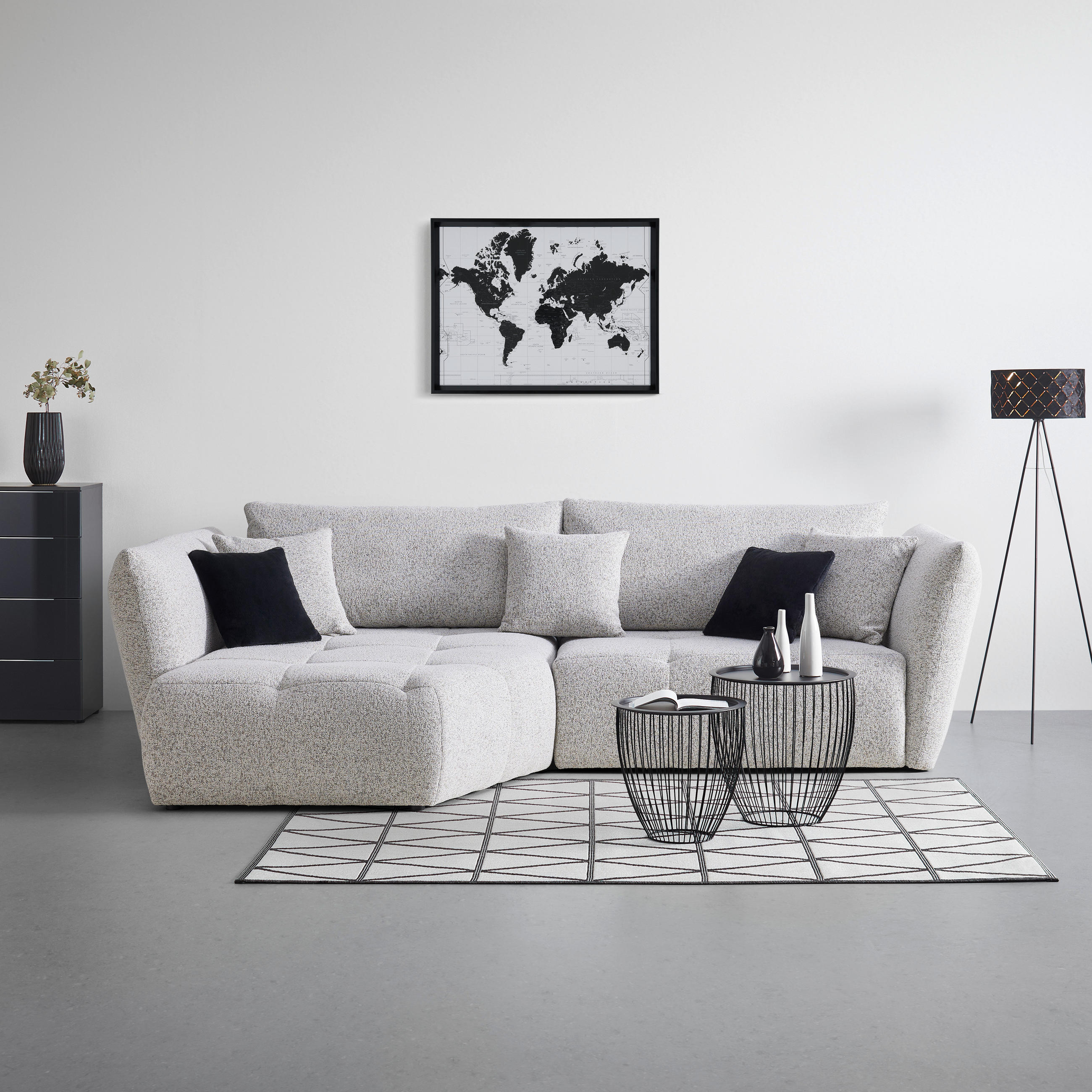 ECKSOFA Struktur Beige  - Beige/Schwarz, Modern, Textil (193/85-105/300cm) - Livetastic