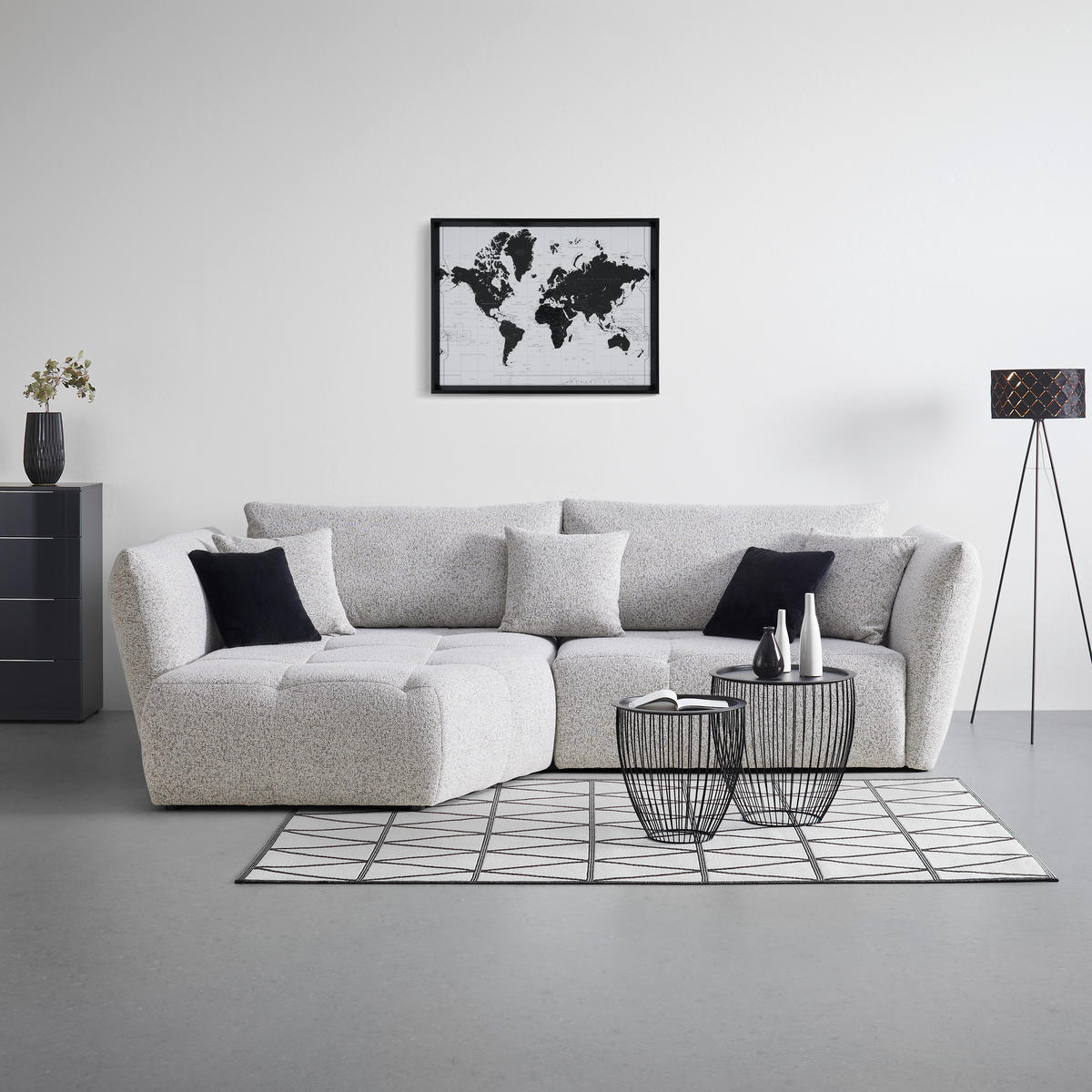 ECKSOFA Struktur Beige  - Beige/Schwarz, Modern, Textil (193/85-105/300cm) - Livetastic