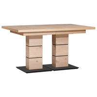 ESSTISCH Schwarz, Eichefarben rechteckig  ausziehbar  - Eichefarben/Schwarz, Design, Holzwerkstoff (140-220/90/75cm) - Dieter Knoll