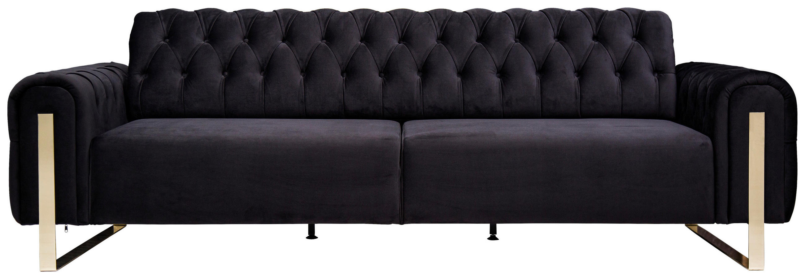3-SITZER-SOFA  in Velours Schwarz  - Goldfarben/Schwarz, KONVENTIONELL, Textil/Metall (264/90/97cm) - Carryhome