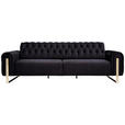 3-SITZER-SOFA  in Velours Schwarz  - Goldfarben/Schwarz, KONVENTIONELL, Textil/Metall (264/90/97cm) - Carryhome