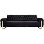 3-SITZER-SOFA Velours Schwarz  - Goldfarben/Schwarz, KONVENTIONELL, Textil/Metall (264/90/97cm) - Carryhome