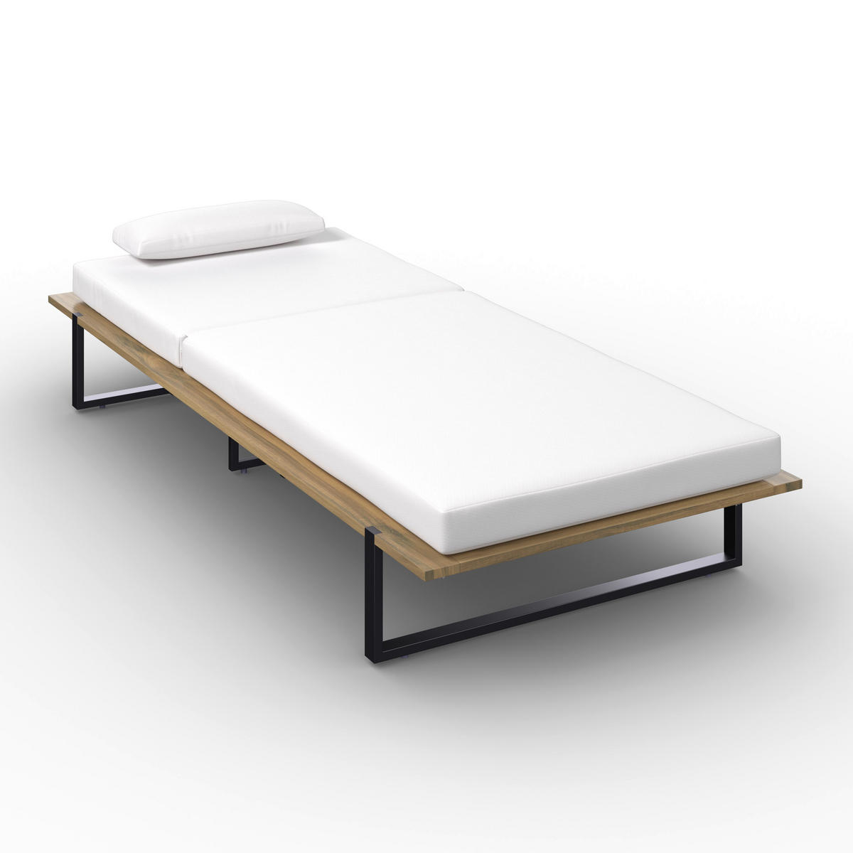 BAŠTENSKA LEŽALJKA  krem, crna, boja akacije   - boja akacije/crna, Moderno, drvo/metal (220/90/95cm) - Bessagi Garden