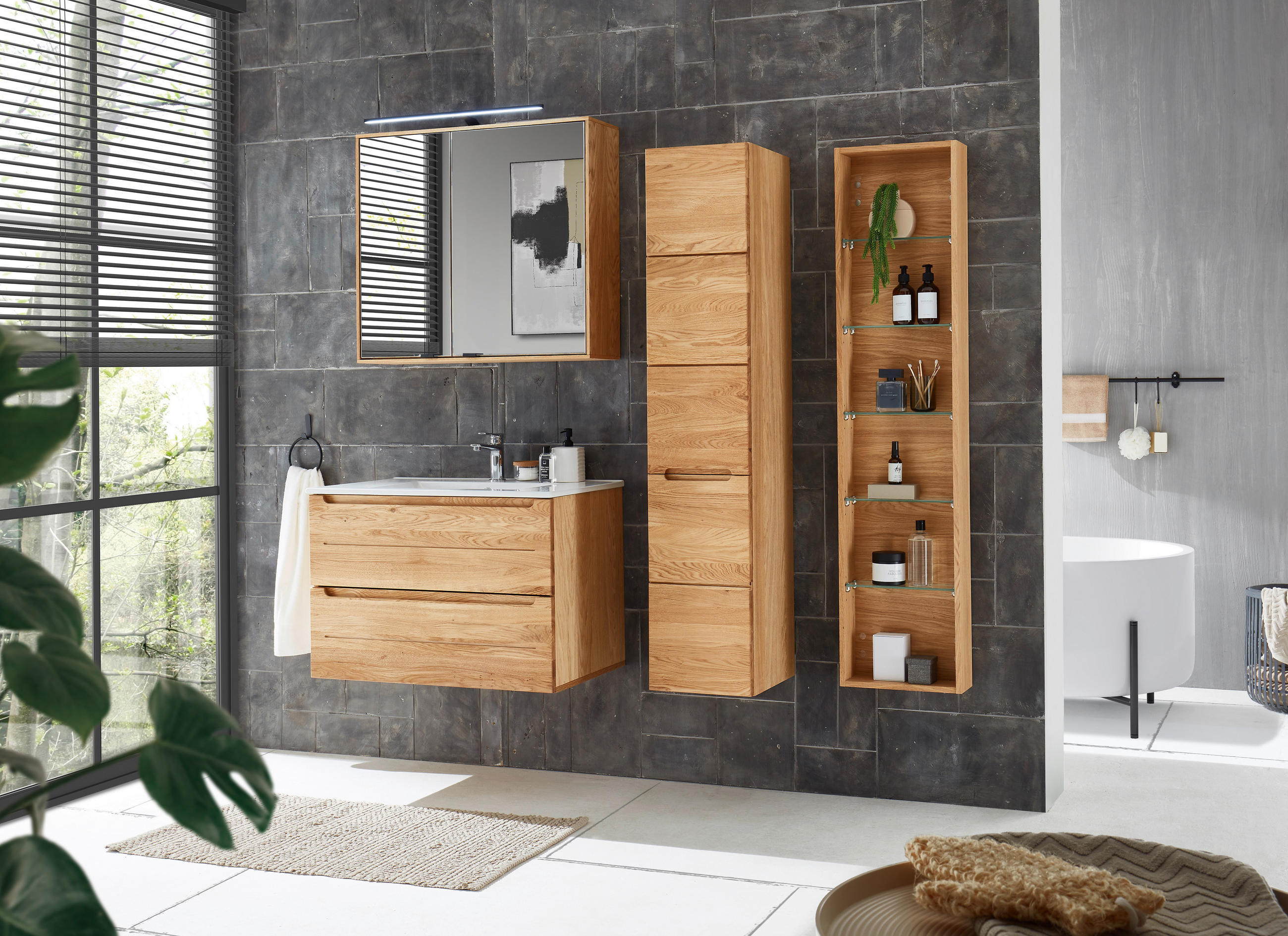 WASCHBECKENUNTERSCHRANK 80/54/46 cm  - Eichefarben, KONVENTIONELL, Holz/Holzwerkstoff (80/54/46cm) - Linea Natura