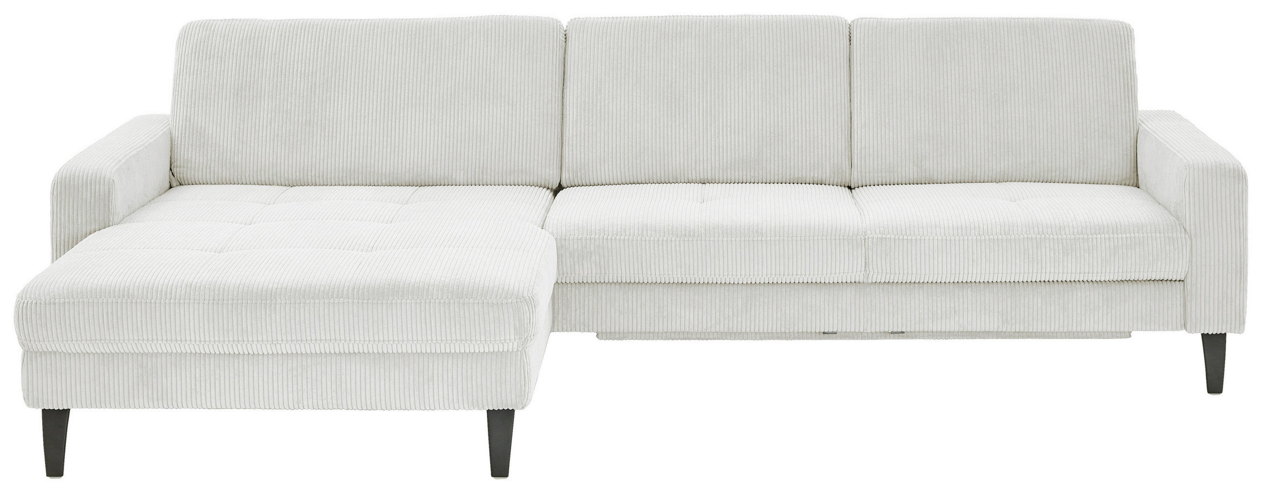 ECKSOFA in Cord Ecru  - Ecru/Schwarz, Modern, Textil/Metall (177/302cm) - Beldomo Style
