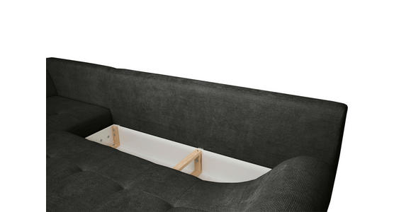 ECKSOFA Schwarz Struktur  inkl. Rückenkissen, Bettkasten, Schlaffunktion, Rücken echt, Liegefläche im Originalstoff  - Schwarz, KONVENTIONELL, Textil/Metall (194/274cm) - Carryhome