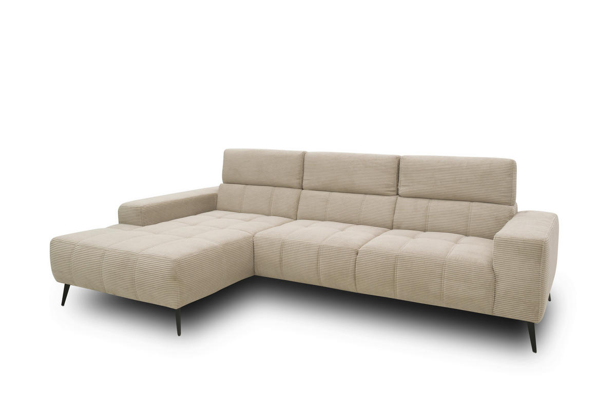 ECKSOFA TRENTO Taupe Mikrofaser  - Taupe/Dunkelgrau, MODERN, Textil/Metall (287/175cm) - MID.YOU