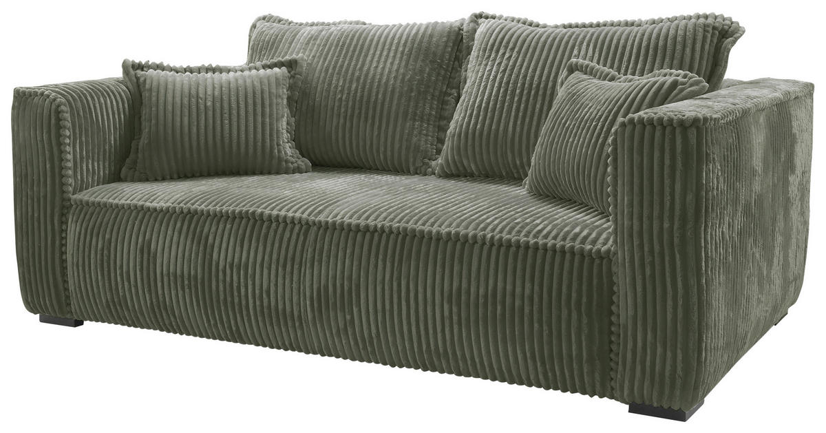 SOFA in Cord Grün  - Schwarz/Grün, Design, Holz/Textil (223/95/121cm) - MID.YOU