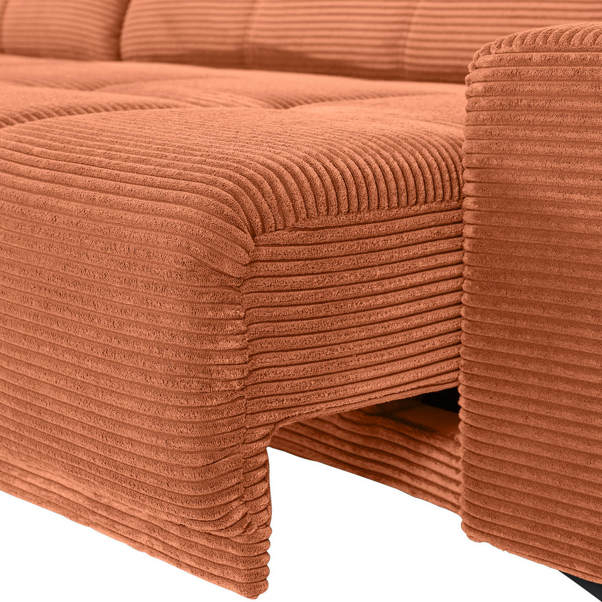 ECKSOFA Rostfarben Cord  - Rostfarben/Schwarz, KONVENTIONELL, Textil/Metall (165/295cm) - Carryhome